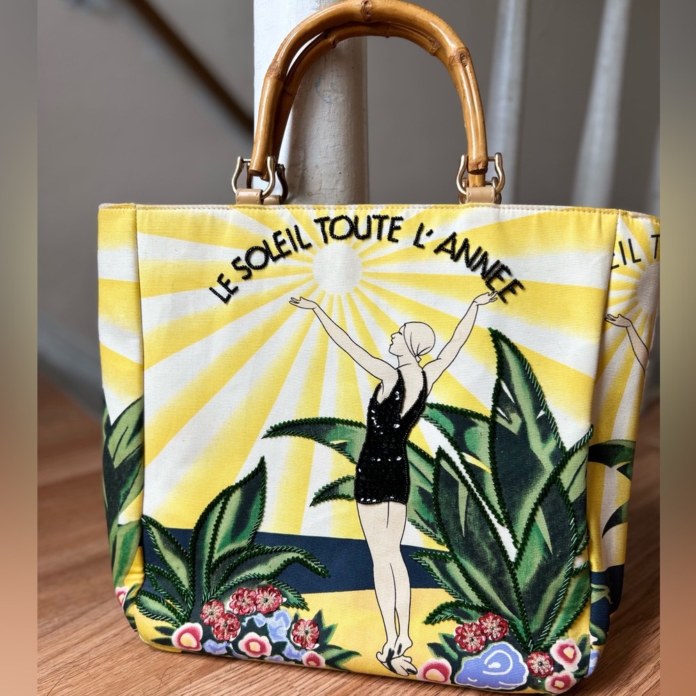 Yellow and Black Tote Bag with handmade details
